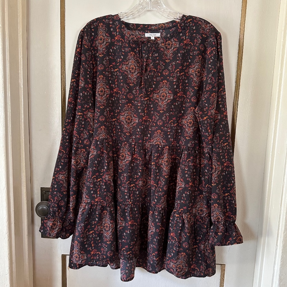 Black Boho Print Tunic
